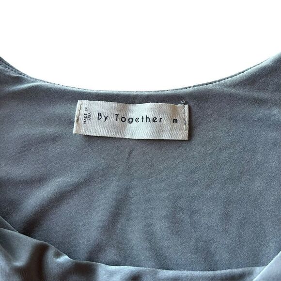 By Together Women’s M Square Neck Cap Sleeve Bodysuit Fog Gray Elevated Basic - Picture 3 of 8